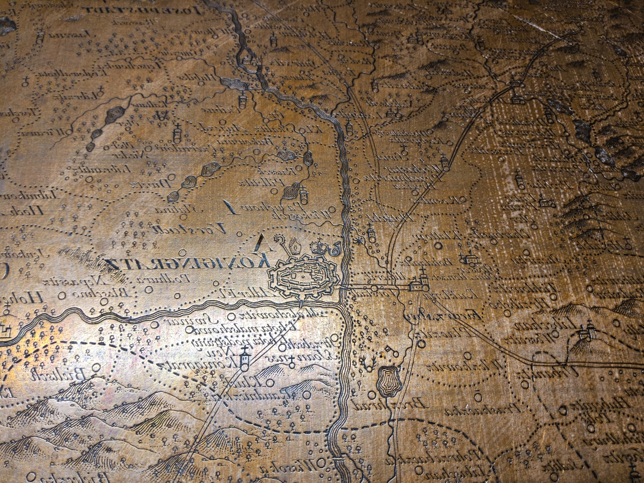 Tisková měděná deska – mapa královéhradecké diecéze 1792